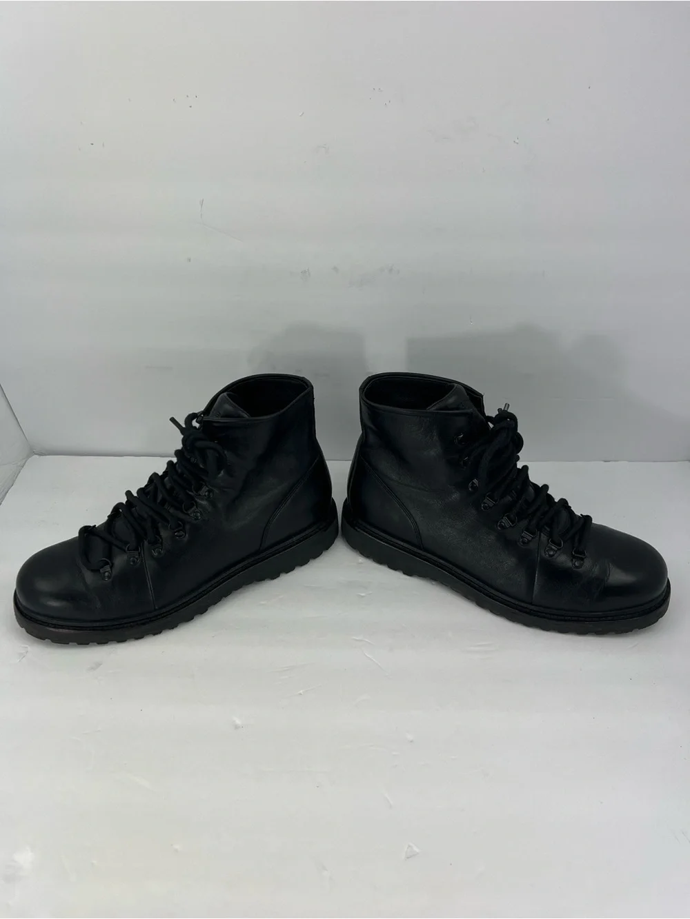 VINCE SAFI LACEUP BOOTS, BLACK UPPER LEATHER, SIZE US10, EU44